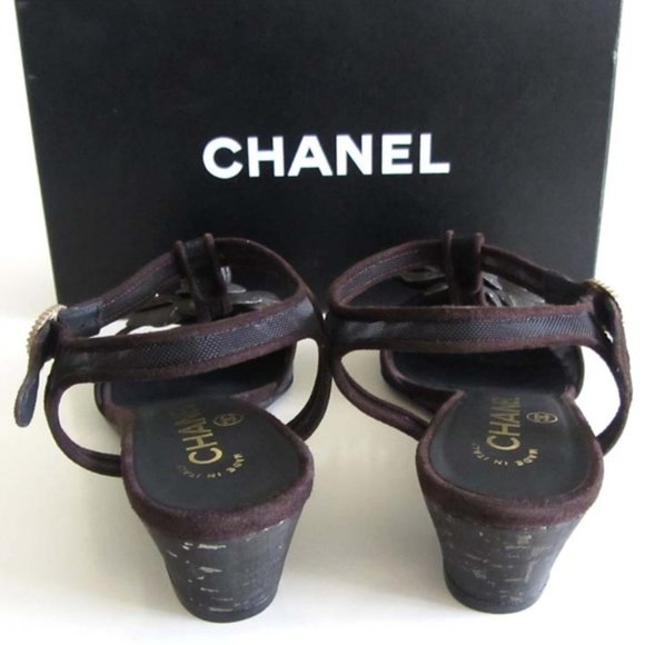 💃CHANEL Camellia sandals, wedge heel size 37 - Picture 6 of 7